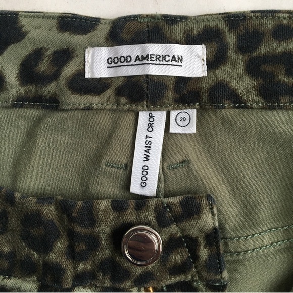 Good American Good Waist Crop Cheetah/Animal Print Green Jeans Size 20 - Picture 9 of 16